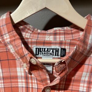 Duluth Trading Co Orange Plaid Long Sleeve Shirt